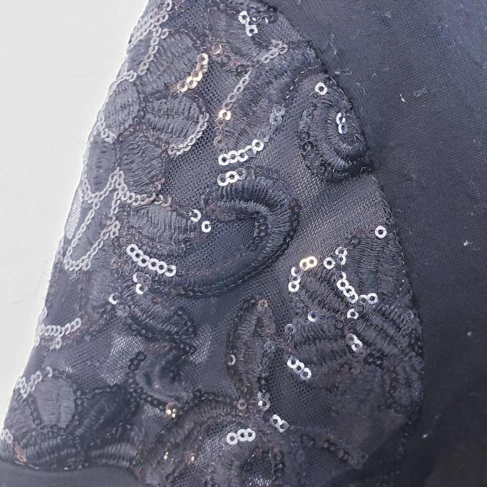 Totto Black Blouse Sequin Embroidered Sleeve Small - Picture 4 of 7